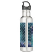 Silver Aqua Blue Mermaid Glitz Edelstahlflasche (Rückseite)