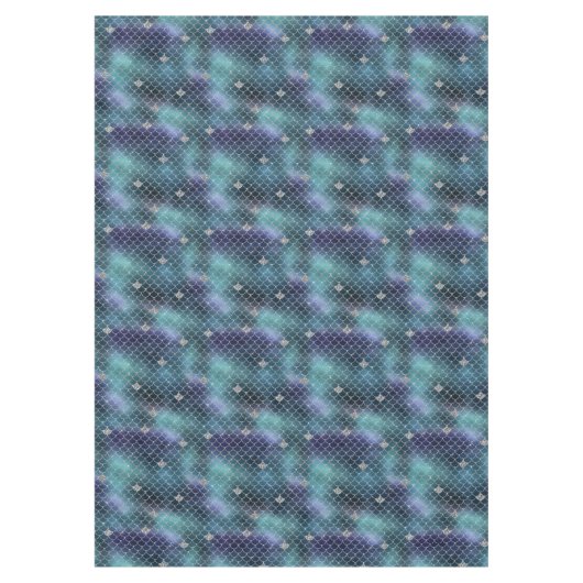 Silver Aqua Blue Mermaid Tischdecke (Vorderseite)