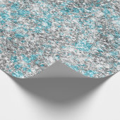 Silver Aqua Glam Glitzer Geschenkpapier (Ecke)
