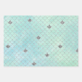 Silver Aqua Glitzer Mermaid Wasserfarbe Geschenkpapier Set (Vorderseite 2)