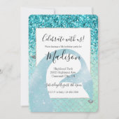 Silver Aqua Glitzer Mermaid Watercolor Einladung (Vorderseite)