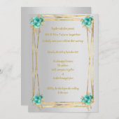SILVER AQUA GOLD ELEGANT WEDING INVITATION EINLADUNG (Vorne/Hinten)