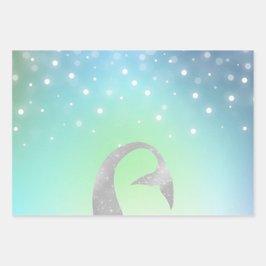 Silver Aqua Pink Lila Glitzer Sparkle Meerjungfrau Geschenkpapier Set (Vorderseite 2)