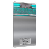 Silver Aqua Shine Elegante Chic Glam Personalisier Klemmbrett (Rechts)