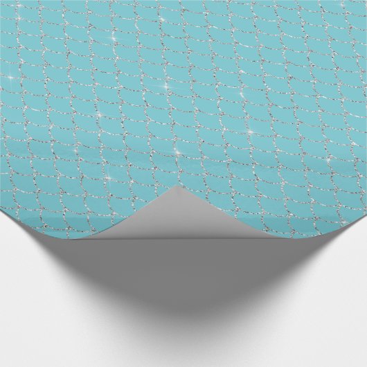 Silver Aqua Sparkle Mermaid Geschenkpapier (Ecke)