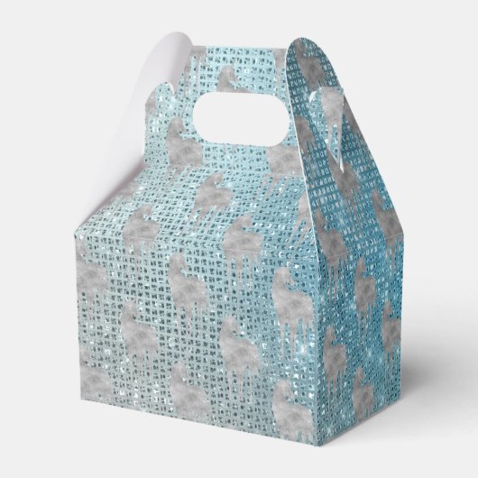 Silver Aqua Sparkle Unicorns Geschenkschachtel (Rückseite)