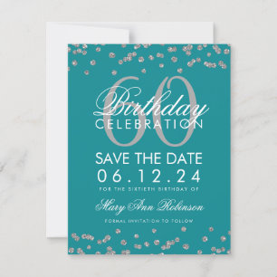 Silver Aquamarin 60. Geburtstag Rett Datum Confett Save The Date