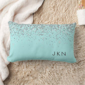 Silver Aquamarin Aqua Blue Girl Glitzer Monogram Lendenkissen (Decke)
