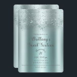 Silver Aquamarin Aqua Flutter Schmetterling Sweet  Einladung<br><div class="desc">Anpassen für jedes Ereignis</div>