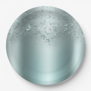 Silver Aquamarin Aqua Flutter Schmetterling Sweet  Pappteller