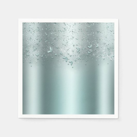 Silver Aquamarin Aqua Flutter Schmetterling Sweet Serviette (Vorderseite)