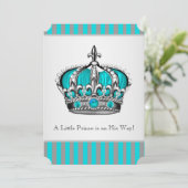 Silver Aquamarin Blue Baby Dusche Einladung (Stehend Vorderseite)