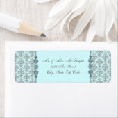 Silver Aquamarin Blue Damask Address Labels (Insitu)