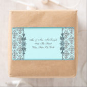 Silver Aquamarin Blue Damask Address Labels (Insitu)