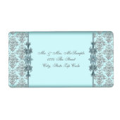 Silver Aquamarin Blue Damask Address Labels (Vorne)
