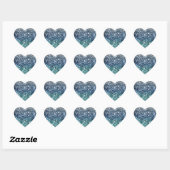 Silver Aquamarin Blue Glitzer Look Herz-Aufkleber (Blatt)