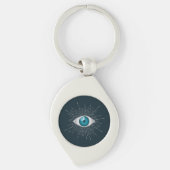 Silver & Aquamarin Blue Mystic Aqua Evil Eye Nazar Schlüsselanhänger (Vorderseite)