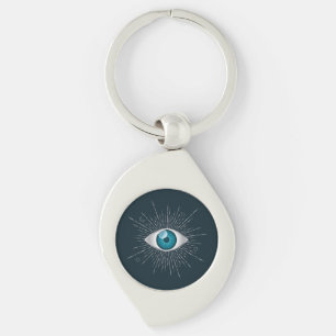 Silver & Aquamarin Blue Mystic Aqua Evil Eye Nazar Schlüsselanhänger