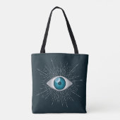 Silver & Aquamarin Blue Mystic Aqua Evil Eye Nazar Tasche (Rückseite)