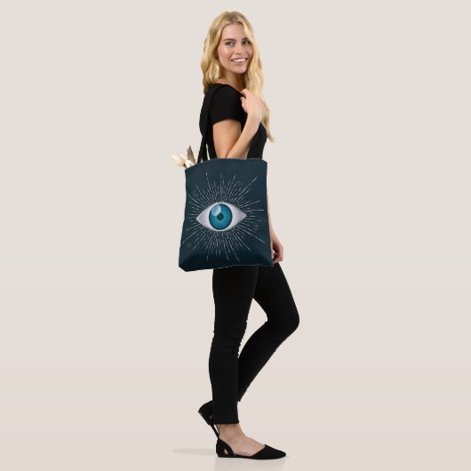 Silver & Aquamarin Blue Mystic Aqua Evil Eye Nazar Tasche (Am Model)
