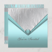 Silver Aquamarin Blue Party Einladung (Vorne/Hinten)