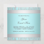 Silver Aquamarin Blue Party Einladung (Rückseite)