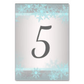 Silver Aquamarin Blue Snowflake Tischnummer Cards (Rückseite)