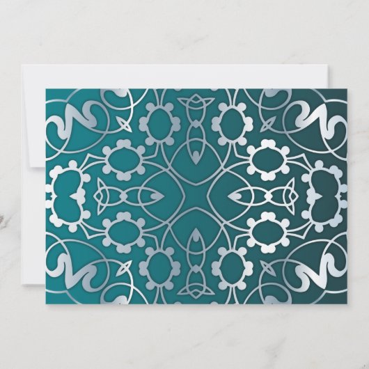 Silver & Aquamarin Filigree Cutout Luxus-Rahmen Ho Save The Date (Rückseite)