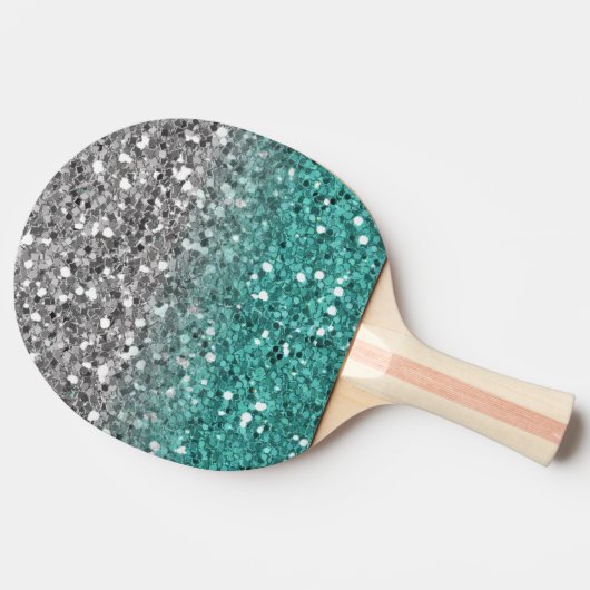 Silver Aquamarin Glitzer Hübsch Sparkor Tischtennis Schläger (Seitenansicht)