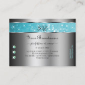Silver Aquamarin Glitzer Sparkle Rhinestones Initi Visitenkarte (Rückseite)