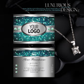 Silver Aquamarin Glitzer Sparkle Rhinestones Logo Visitenkarte