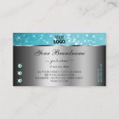 Silver Aquamarin Glitzer Sparkle Rhinestones und L Visitenkarte (Rückseite)