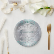 Silver Aquamarin Jeweled Tiara Quinceañera