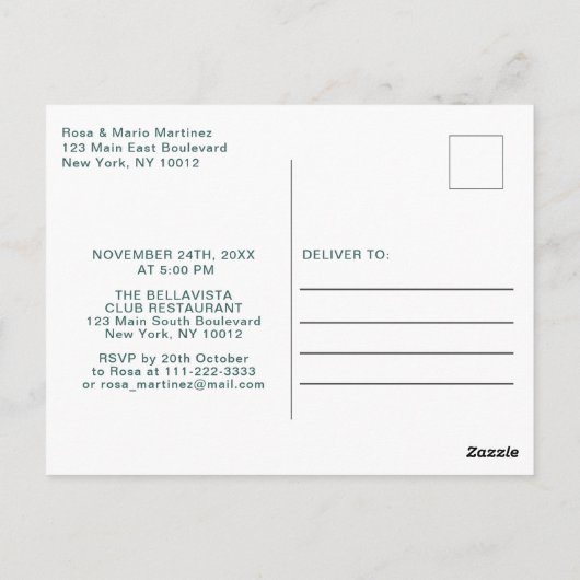 Silver Aquamarin Jeweled Tiara Quinceañera Postkarte (Rückseite)