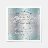 Silver Aquamarin Jeweled Tiara Quinceañera Serviette (Vorderseite)