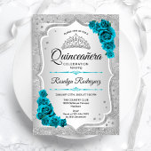 Silver Aquamarin Quinceanera Einladung
