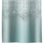 Silver Aquamarin Shimmer Sparkant Flutter Butterfl Duschvorhang (Vorderseite)