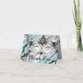 Silver Aquamarin Sparkle Masquerade Vielen Dank Dankeskarte (Vorderseite)