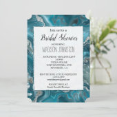 Silver Aquamarin Türkise Crystal Blue Brautparty Einladung (Stehend Vorderseite)