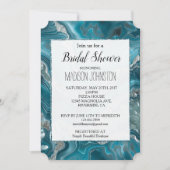 Silver Aquamarin Türkise Crystal Blue Brautparty Einladung (Vorderseite)