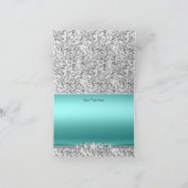 Silver Aquamariner Glitzer & Juwel Bow Danke Karte (Innenseite)