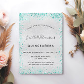 Silver aquamariner Glitzer Quinceanera Einladung