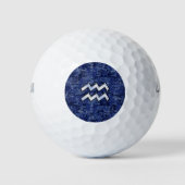 Silver Aquarius Zodiac Sign Navy Blue Digital Camo Golfball (Vorderseite)