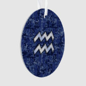 Silver Aquarius Zodiac Sign Navy Blue Digital Camo Ornament (Vorderseite)