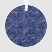 Silver Aquarius Zodiac Sign Navy Blue Digital Camo Ornament (Rückseite)