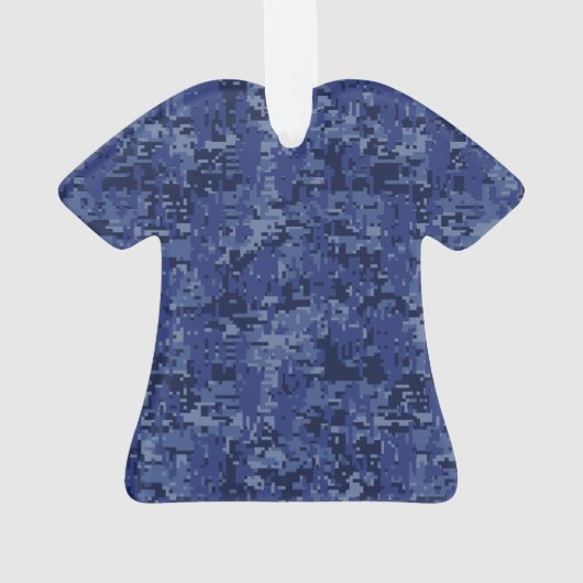 Silver Aquarius Zodiac Sign Navy Blue Digital Camo Ornament (Rückseite)