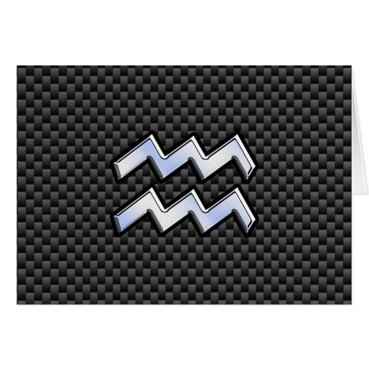 Silver Aquarius Zodiac Symbol Carbon Fiber Style (Vorderseite (Horizontal))
