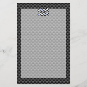 Silver Aquarius Zodiac Symbol Carbon Fiber Style Briefpapier