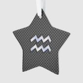 Silver Aquarius Zodiac Symbol Carbon Fiber Style Ornament (Vorderseite)