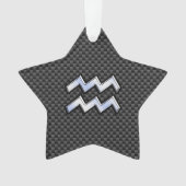 Silver Aquarius Zodiac Symbol Carbon Fiber Style Ornament (Vorderseite)